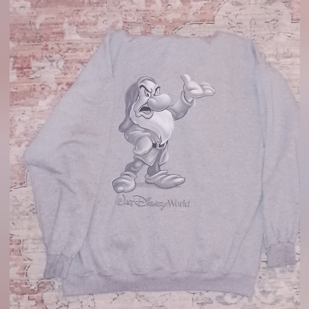 Disney Grumpy zip up Gray Zip Up Sweatshirt  Jacket XL